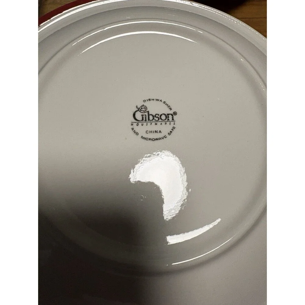 Set Of 8 Gibson Snowman Stoneware Dessert Plates 8”